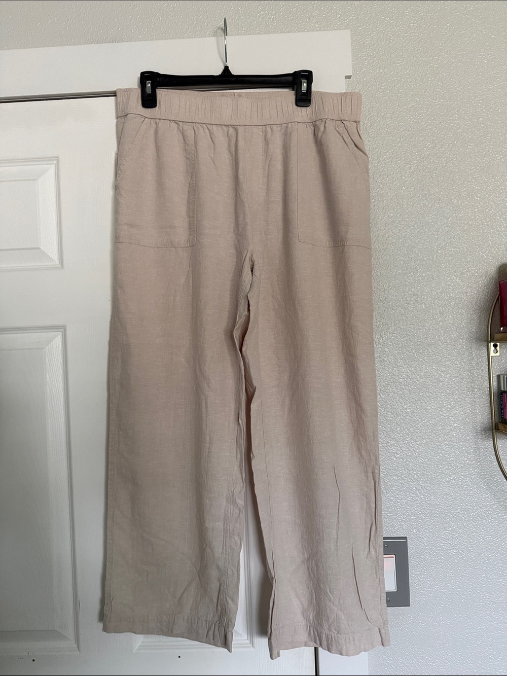 Toad&Co Light Beige Elastic-Waist wide leg pants size L